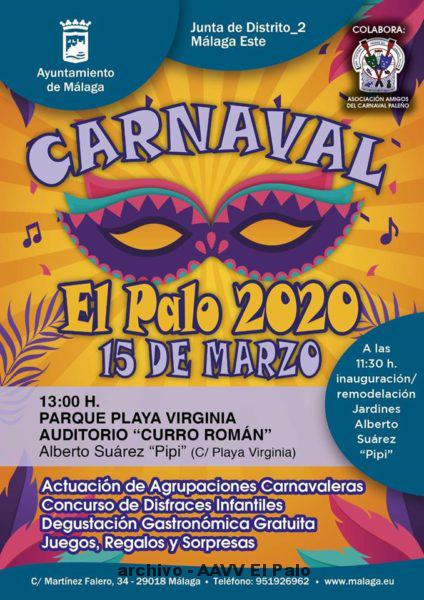 Lee más sobre el artículo CARNAVAL DE EL PALO. 2020. DIA 15 DE MARZO. Queda suspendido este evento, por motivos del Coronavirus